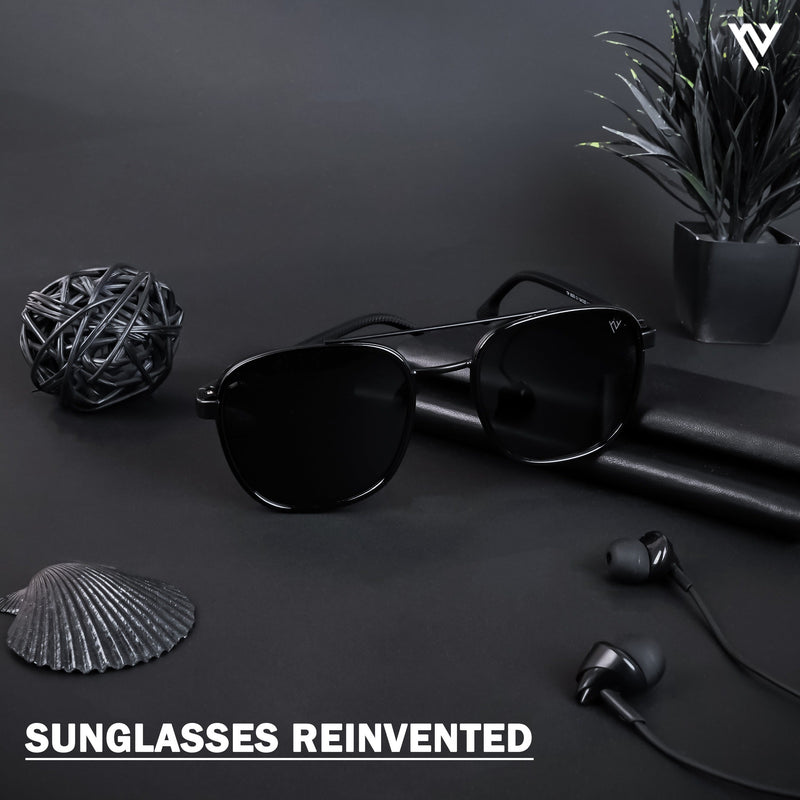 Photon | Shine Black Polarized Wayfarer Sunglasses (TR8023PMG4438)