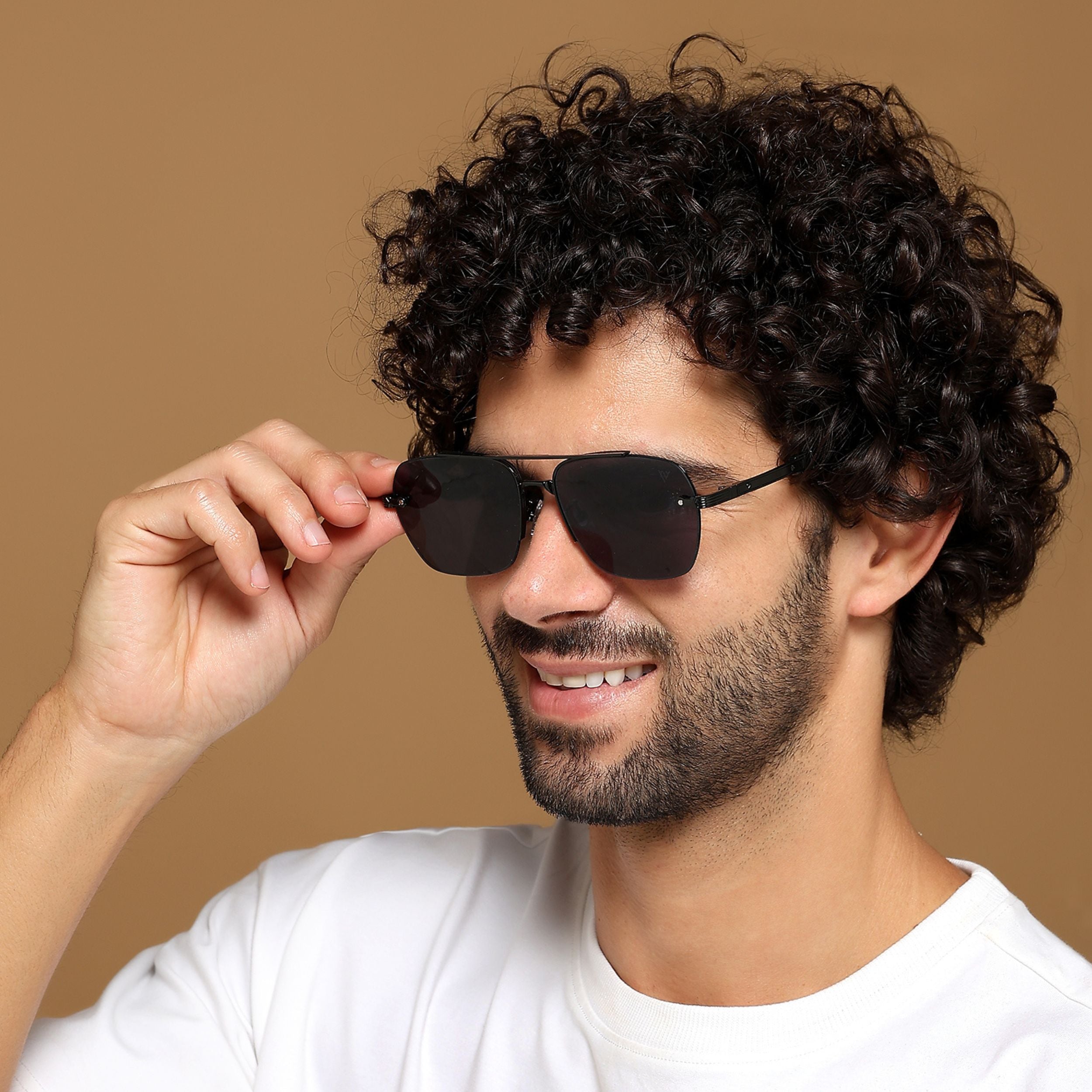 Wayfarer Sunglasses (Grey & Blue Lens | Golden Frame - MG6027)