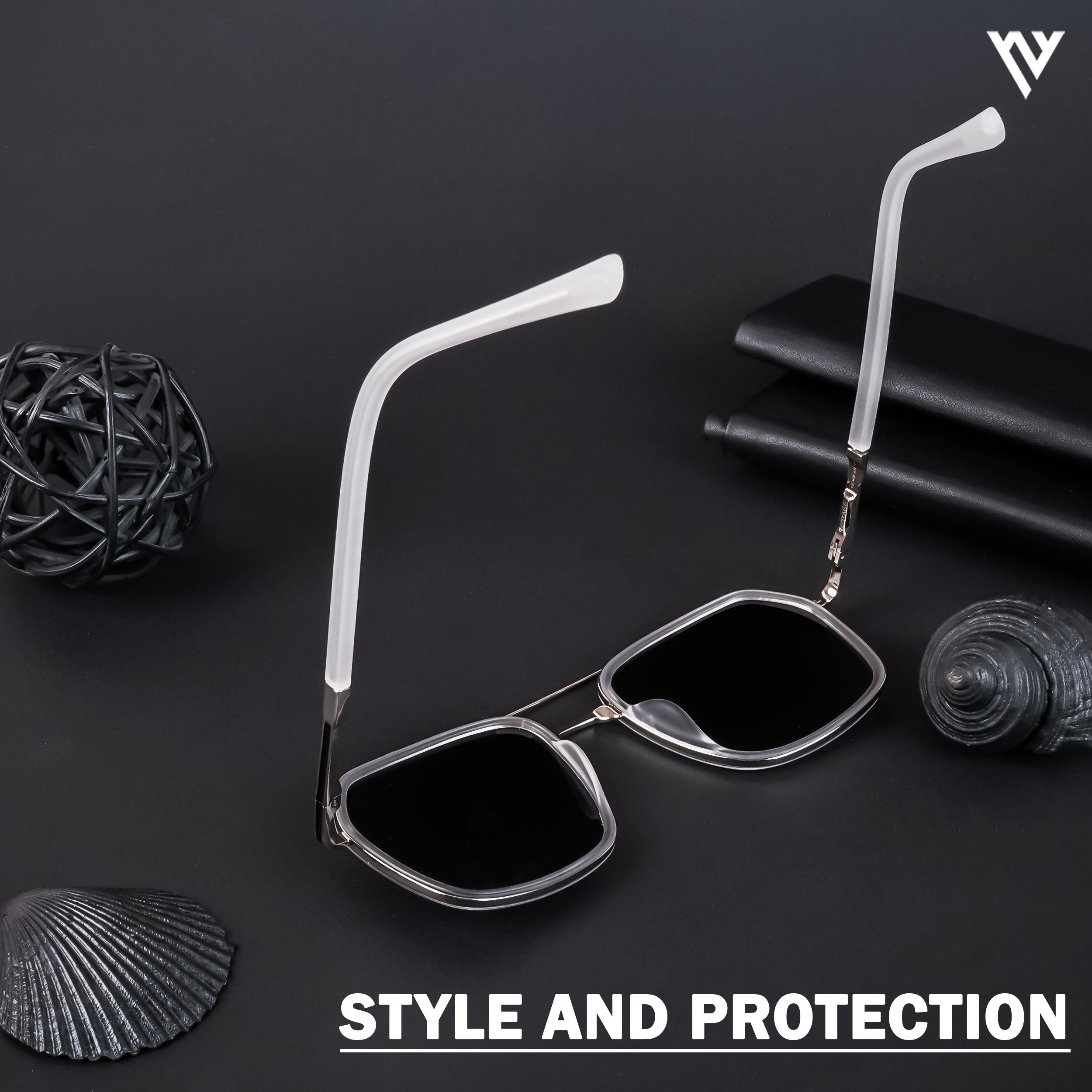 Voyage Exclusive Silver & Transparent Polarized Wayfarer Sunglasses for Men & Women (TR8054PMG4482)