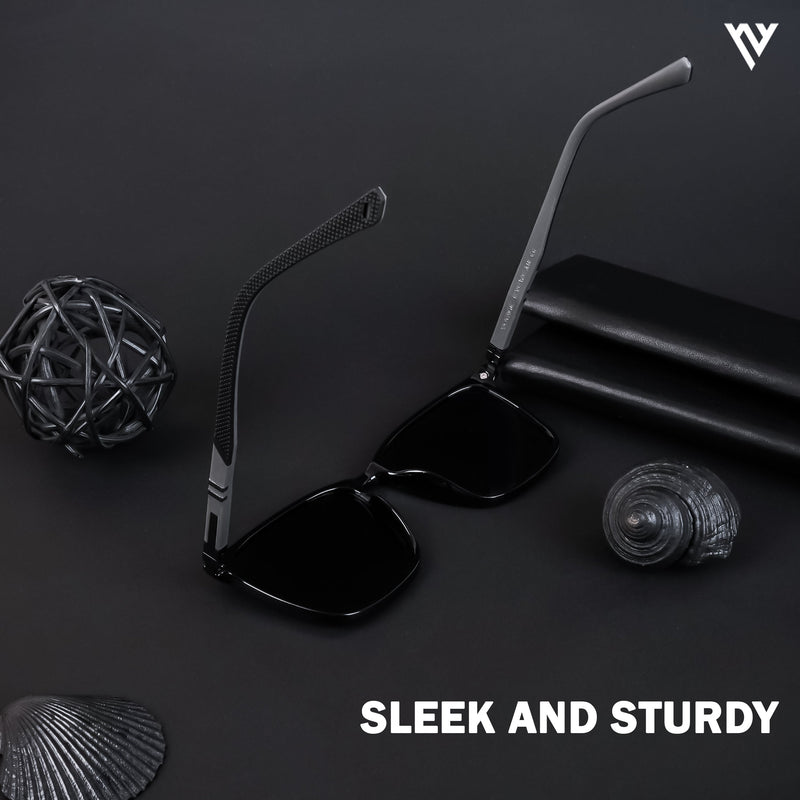 Shine Black Polarized Wayfarer Sunglasses (TR8077PMG4484)