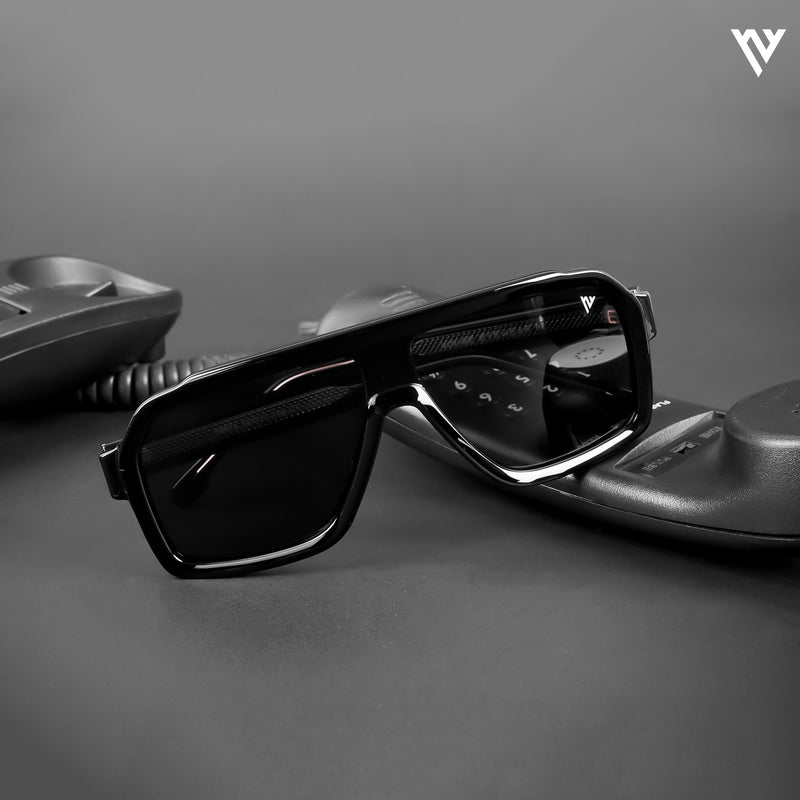 Shine Black Polarized Wrap Around Sunglasses - PMG4743