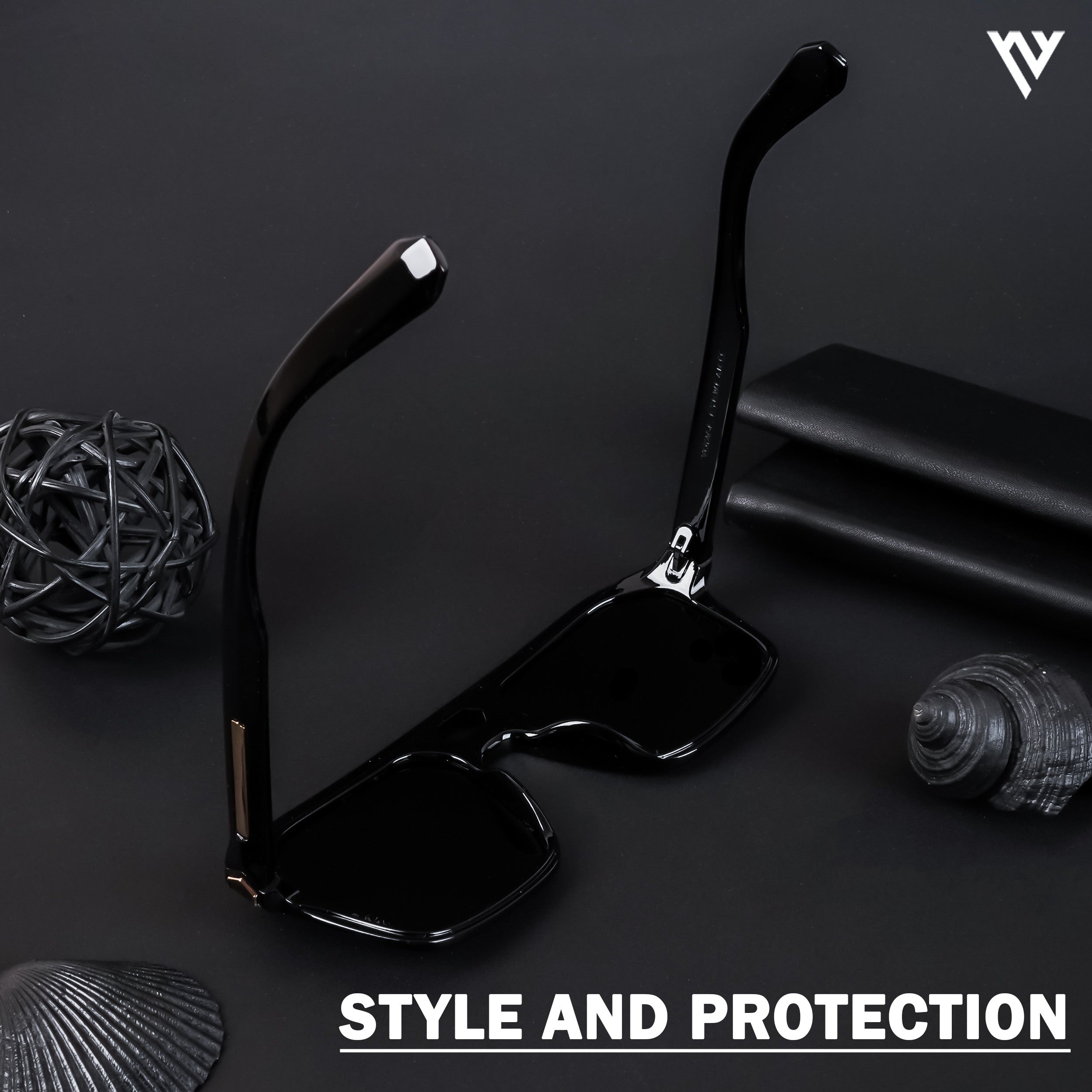 Voyage Exclusive Shine Black Polarized Wayfarer Sunglasses for Men & Women (2343PMG4346)