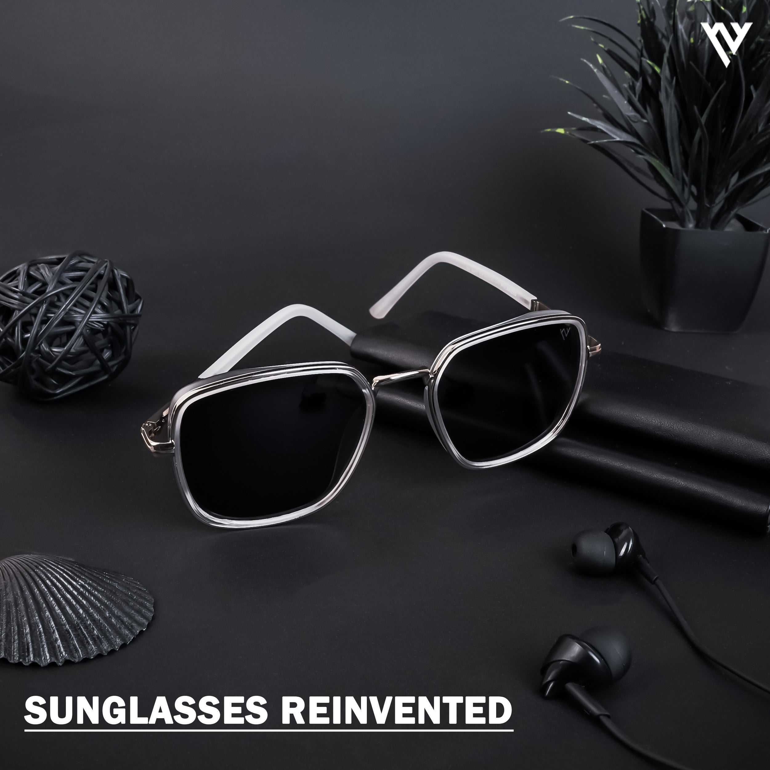 Voyage Exclusive Silver & Transparent Polarized Square Sunglasses for Men & Women (TR8007PMG4435)