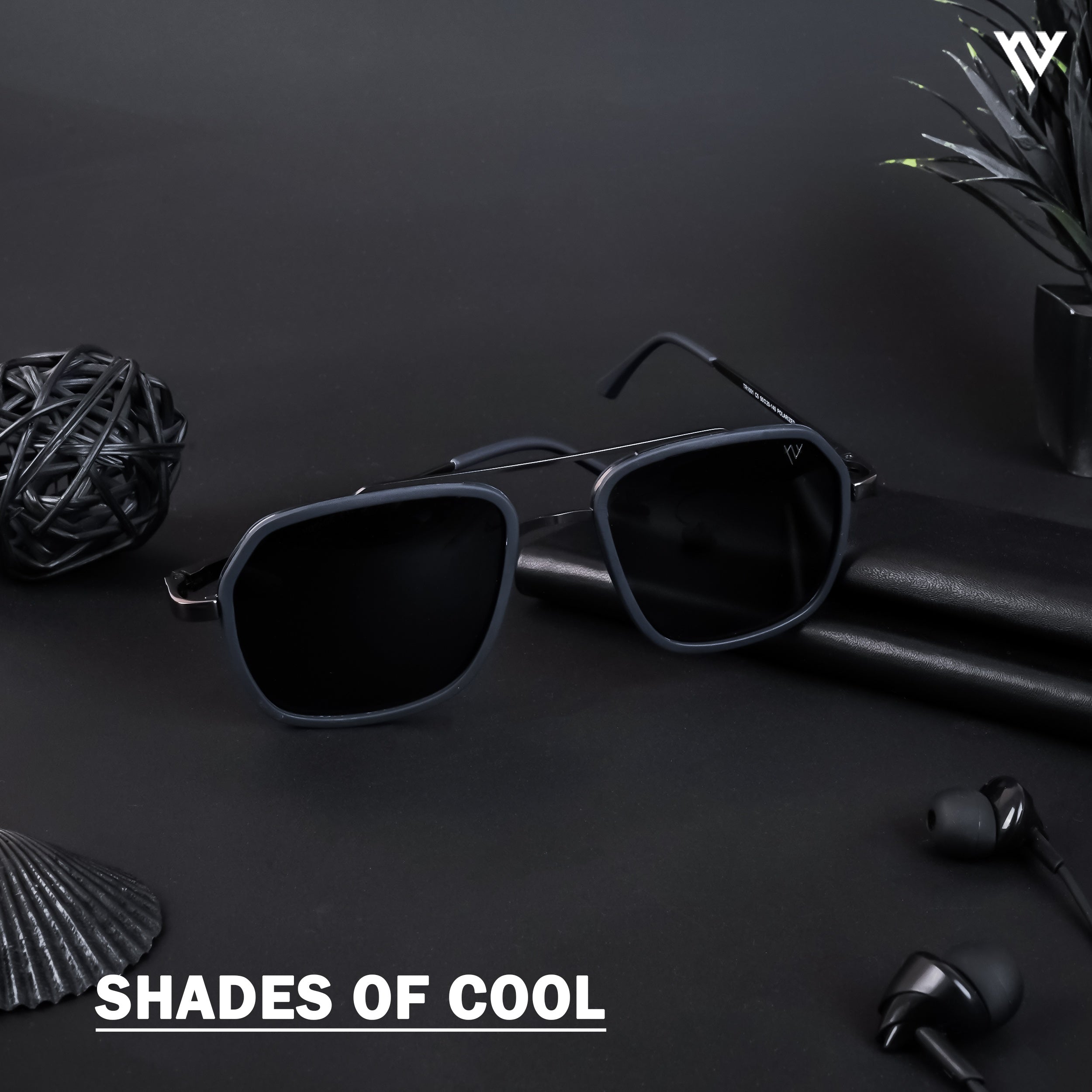 Voyage Exclusive Grey & Navy Blue Polarized Wayfarer Sunglasses for Men & Women (TR1001PMG4315)