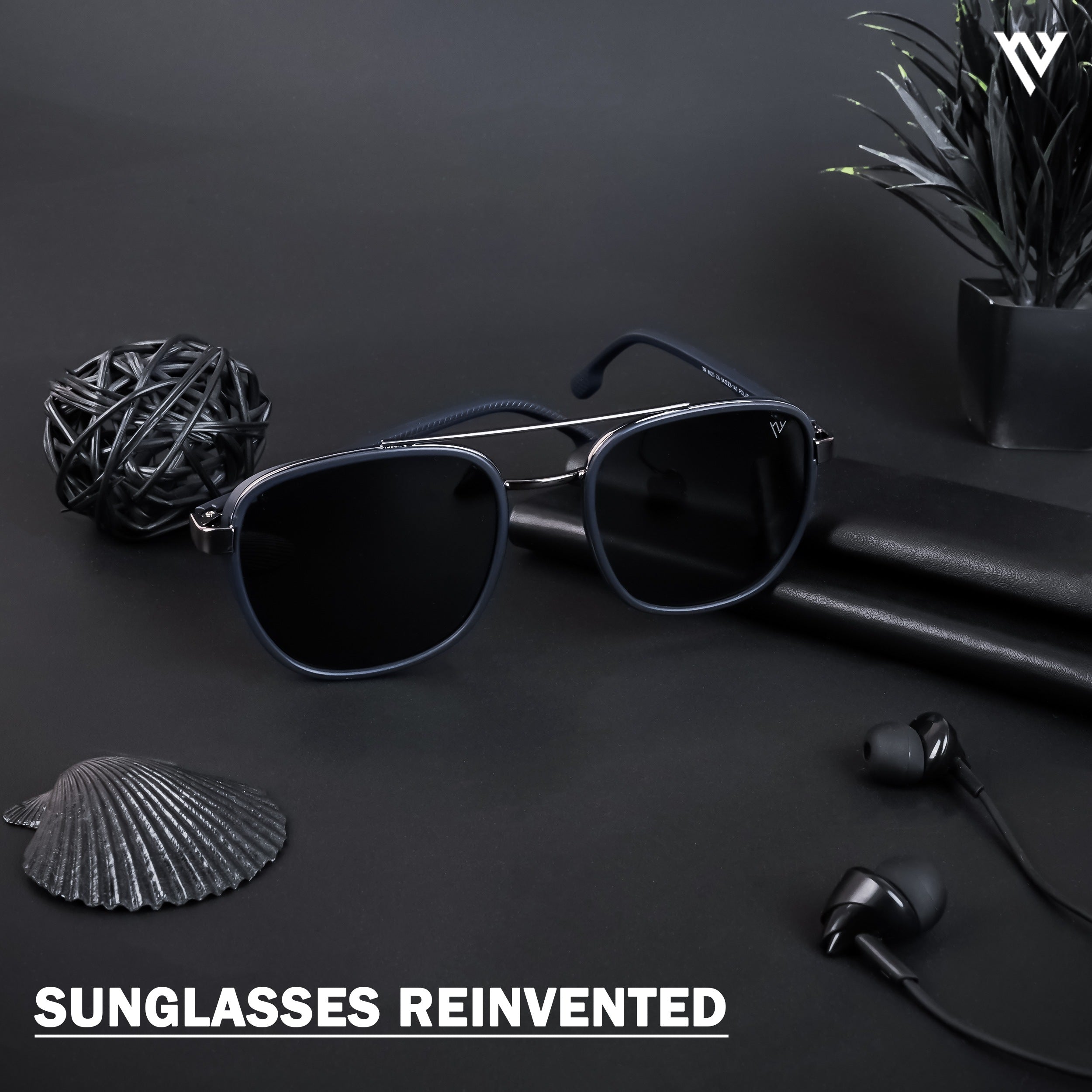 Voyage Exclusive Grey & Navy Blue Polarized Wayfarer Sunglasses for Men & Women - PMG4441