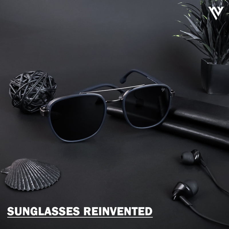 Photon | Grey & Navy Blue Polarized Wayfarer Sunglasses - PMG4441