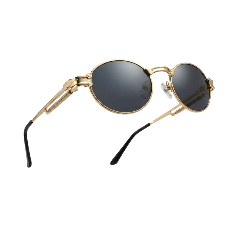 Bob | Golden Oval Sunglasses | Black Lens - MG5182