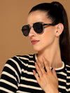 Signature Aviator | Golden & Black Sunglasses | Grey Lens  - MG7151