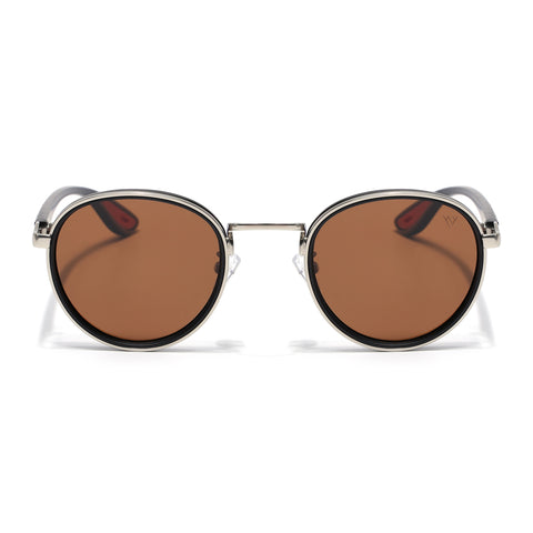 Pilot | Silver Round Polarized Sunglasses | Brown Lens  - PMG6674