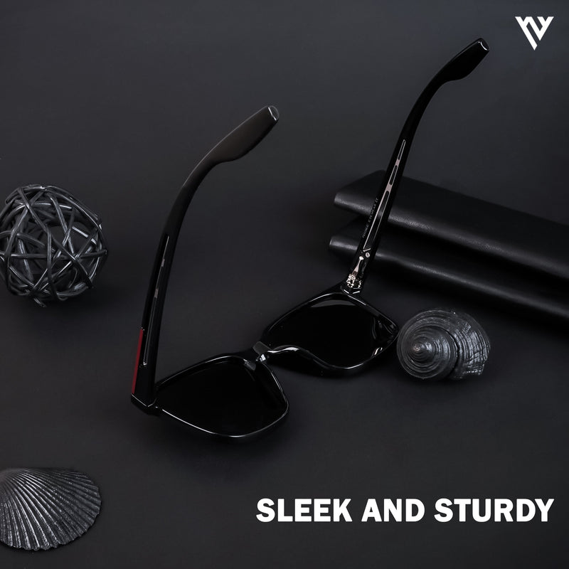 Shine Black Polarized Wayfarer Sunglasses - PMG4487