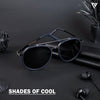 Grey & Navy Blue Polarized Round Sunglasses - PMG4312