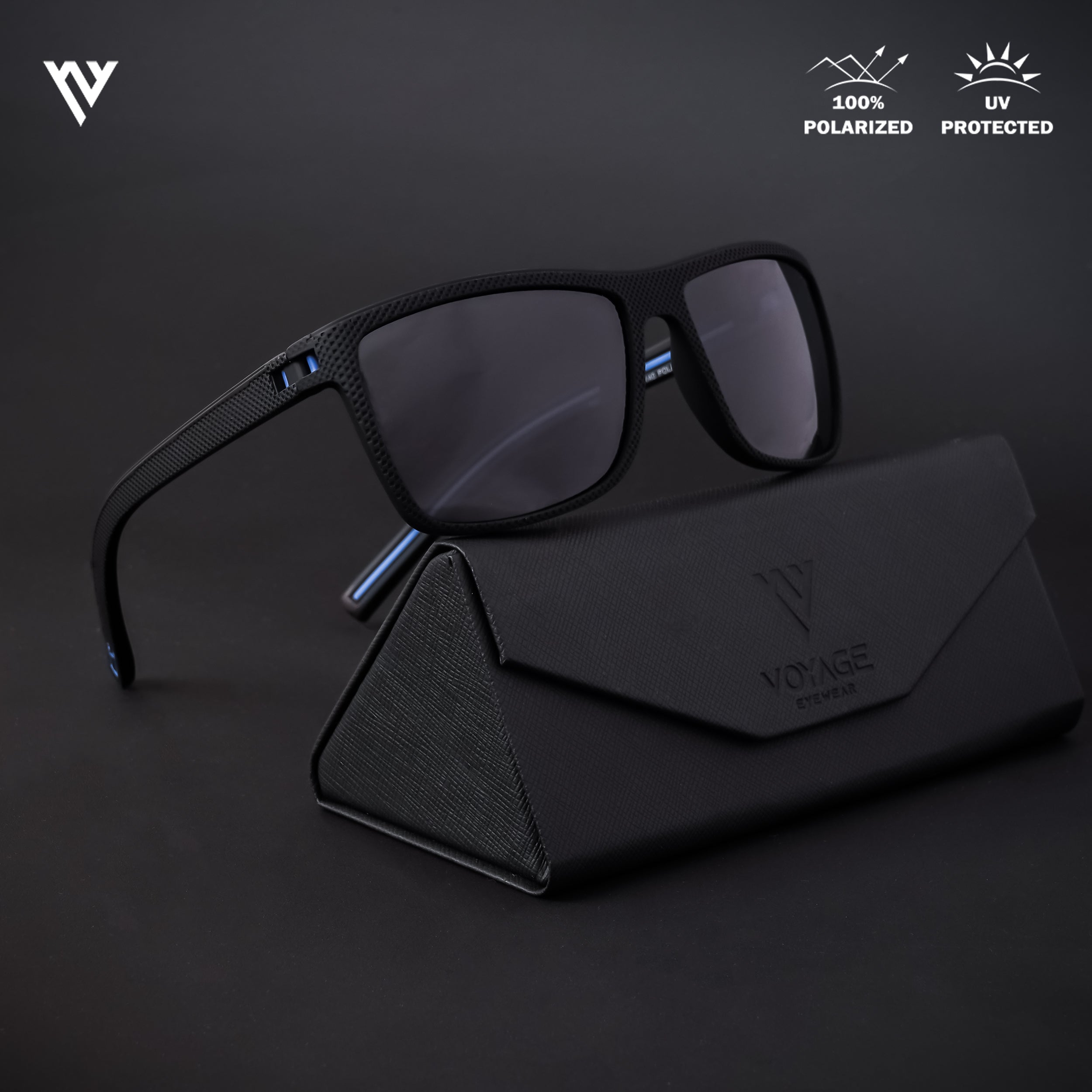Voyage Exclusive Black Polarized Wayfarer Sunglasses for Men & Women (78030PMG4294)