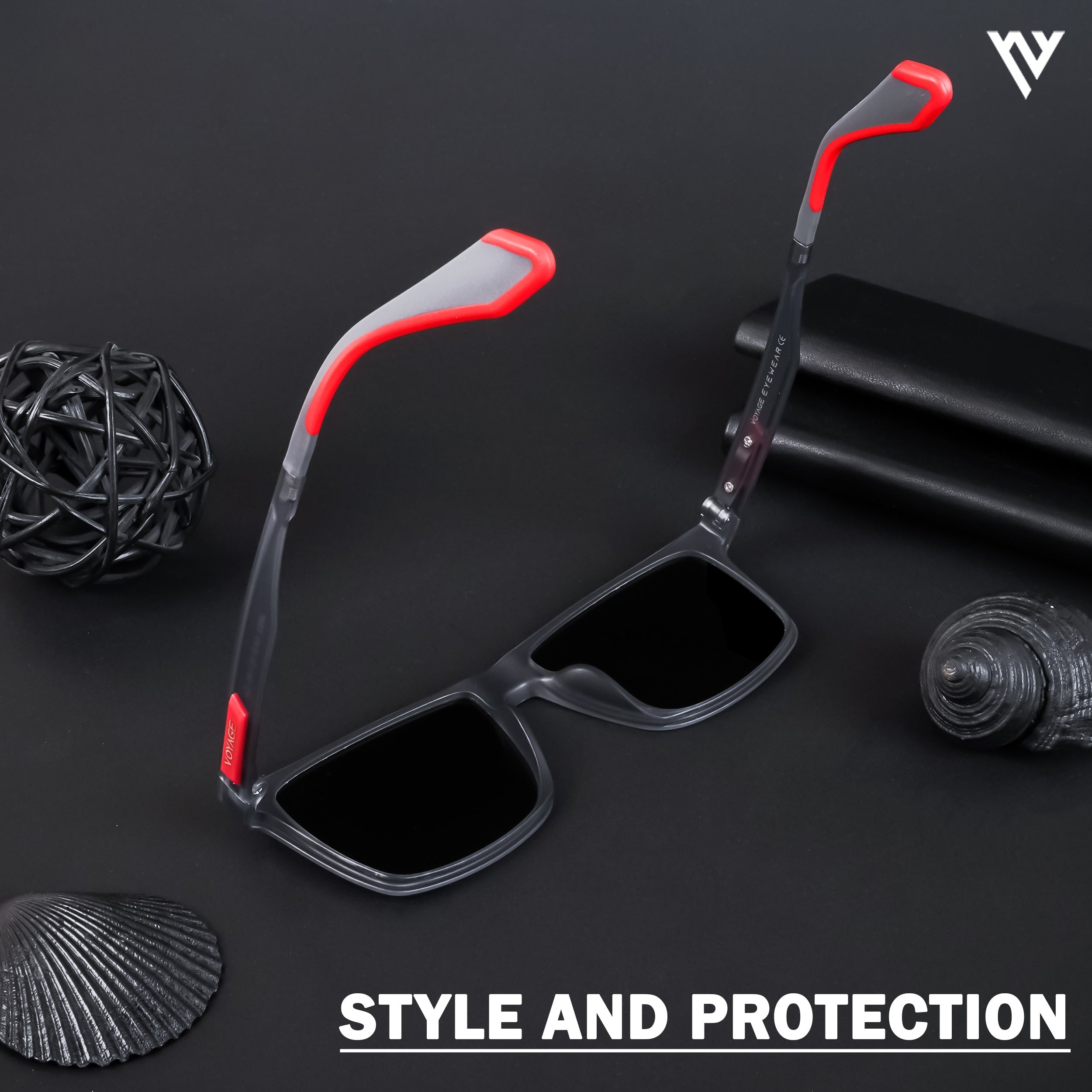 Voyage Active Grey Polarized Wayfarer Sunglasses for Men & Women - PMG4475