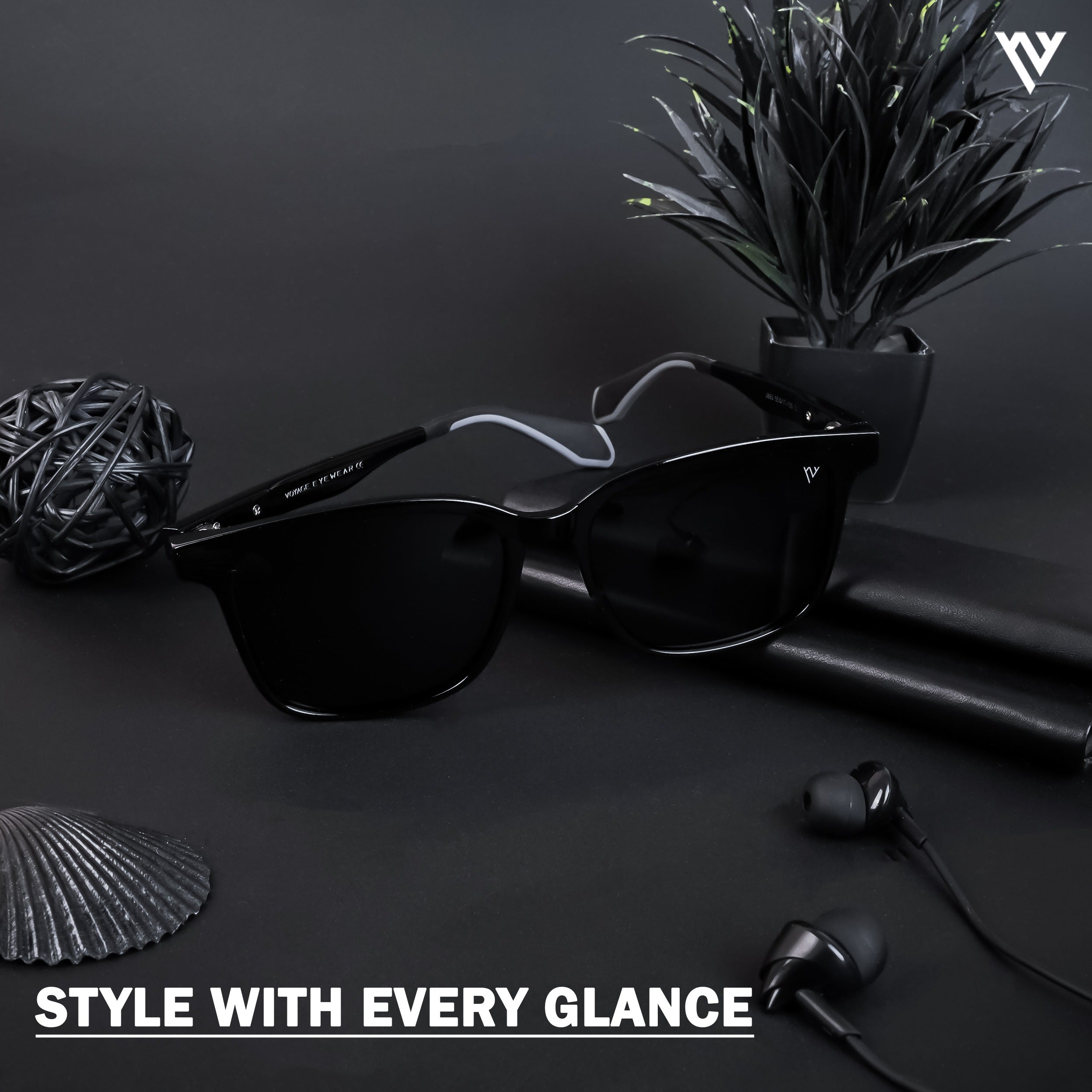 Voyage Exclusive Shine Black Polarized Wayfarer Sunglasses for Men & Women (893PMG4459)