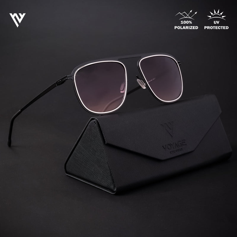Black & Silver Polarized Wayfarer Sunglasses - PMG4288