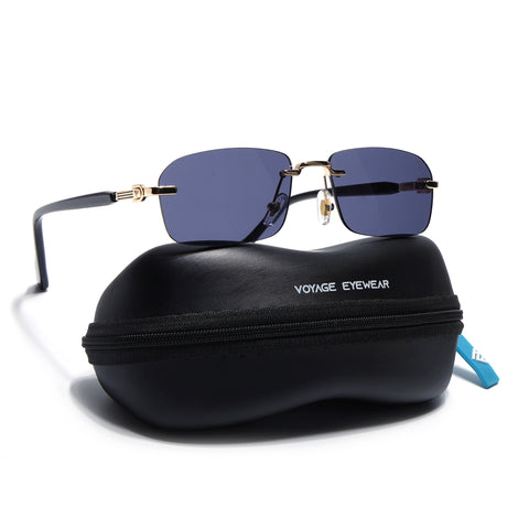 Satan | Smoked Black Rimless Sunglasses | Golden Frame - MG6616