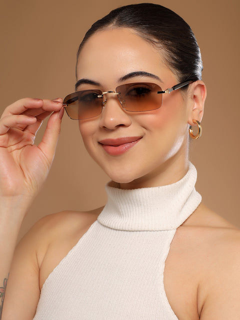 Satan | Light Brown Rimless Sunglasses | Golden Frame - MG6617