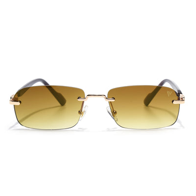 Satan | Tan Brown Rimless Sunglasses | Golden Frame - MG6618