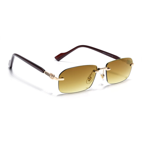 Satan | Tan Brown Rimless Sunglasses | Golden Frame - MG6618