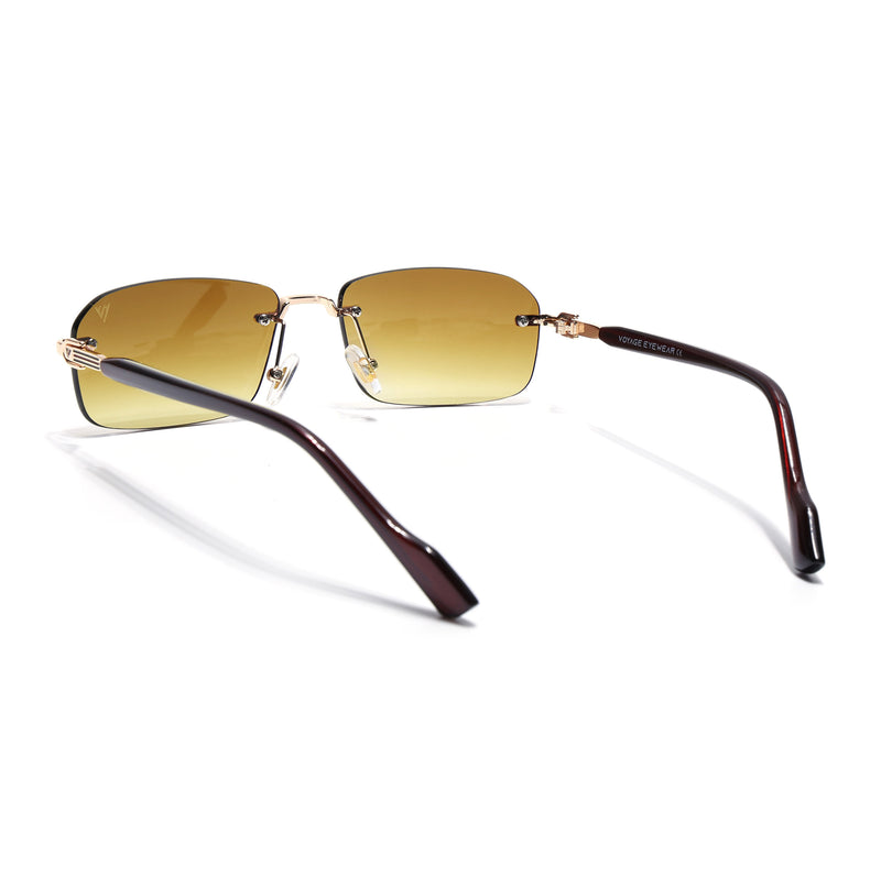 Suntan Rimless Frame Satan | Tan Brown Rimless Sunglasses | Golden Frame - MG6618