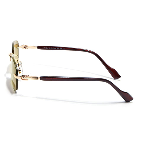 Satan | Tan Brown Rimless Sunglasses | Golden Frame - MG6618