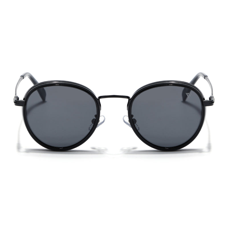 Captain | Matte Black Polarized Round Sunglasses - PMG3980