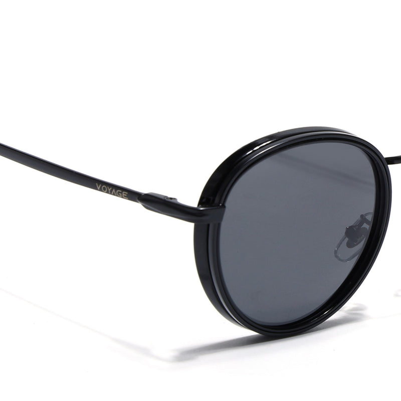 Captain | Matte Black Polarized Round Sunglasses - PMG3980