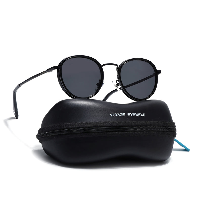 Captain | Matte Black Polarized Round Sunglasses - PMG3980