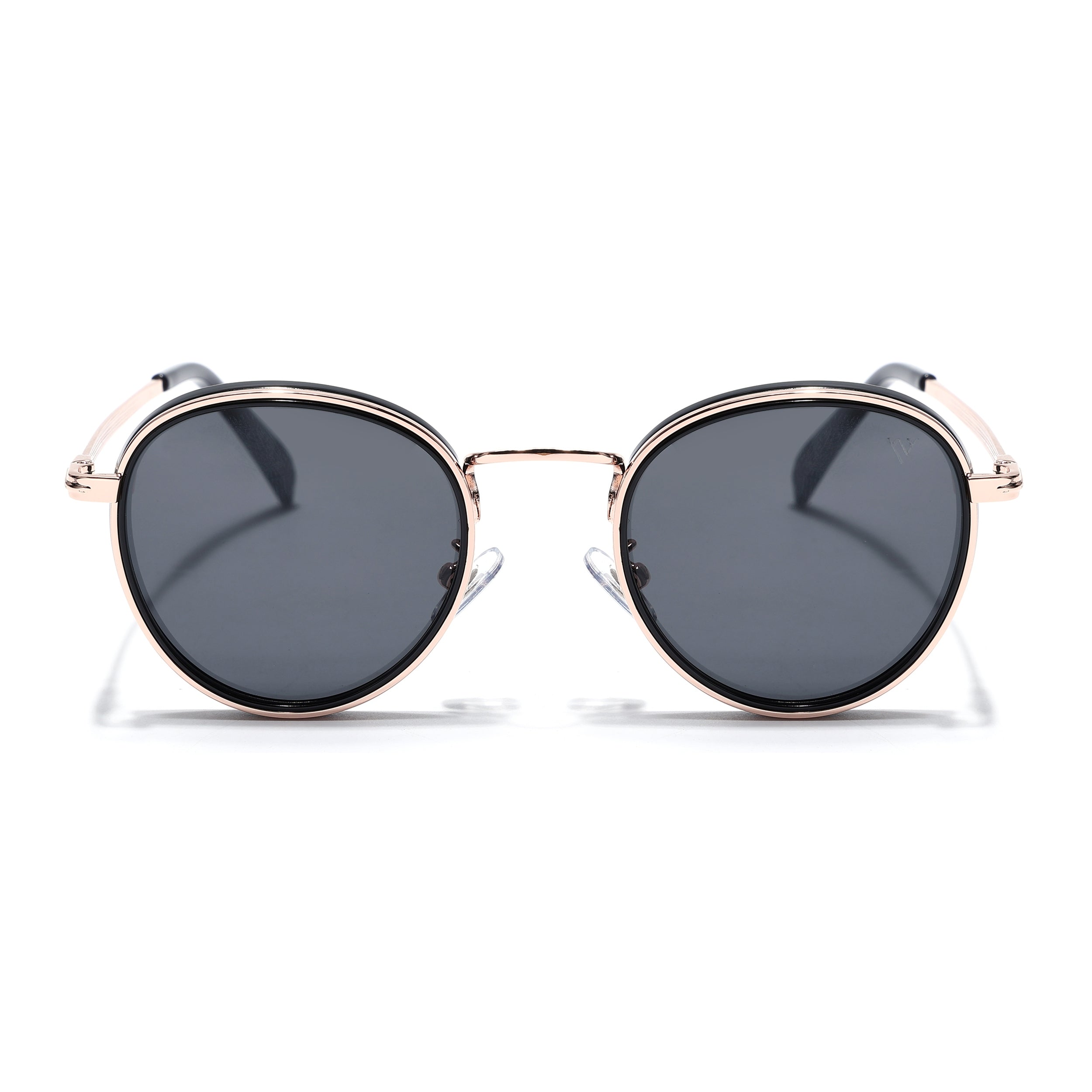 Captain | Gold And Black Polarized Round Sunglasses - PMG3981