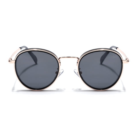 Captain | Gold And Black Polarized Round Sunglasses - PMG3981