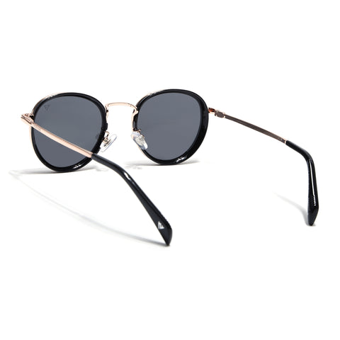 Captain | Gold And Black Polarized Round Sunglasses - PMG3981