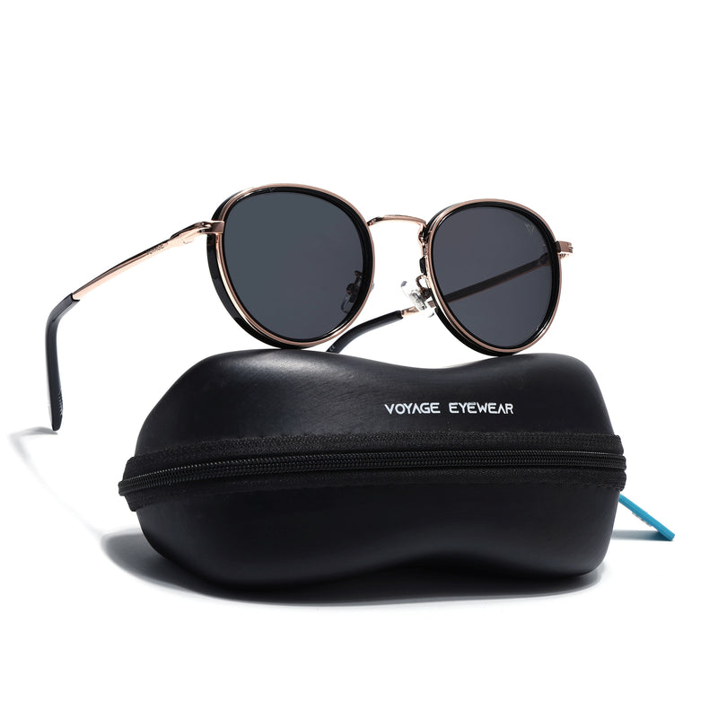 Captain | Gold And Black Polarized Round Sunglasses - PMG3981