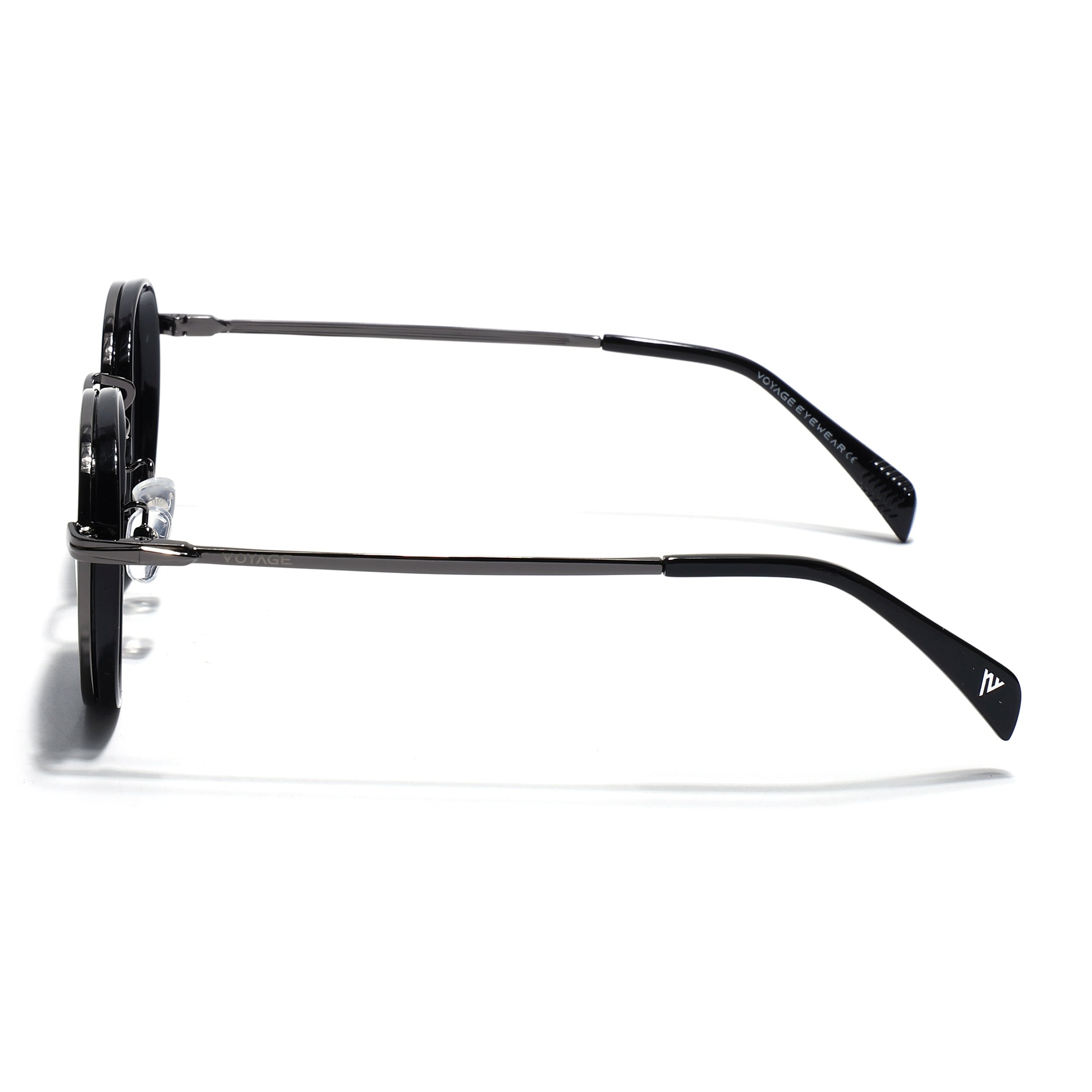 Captain |  Black and Silver Polarized Round Sunglasses - PMG3982