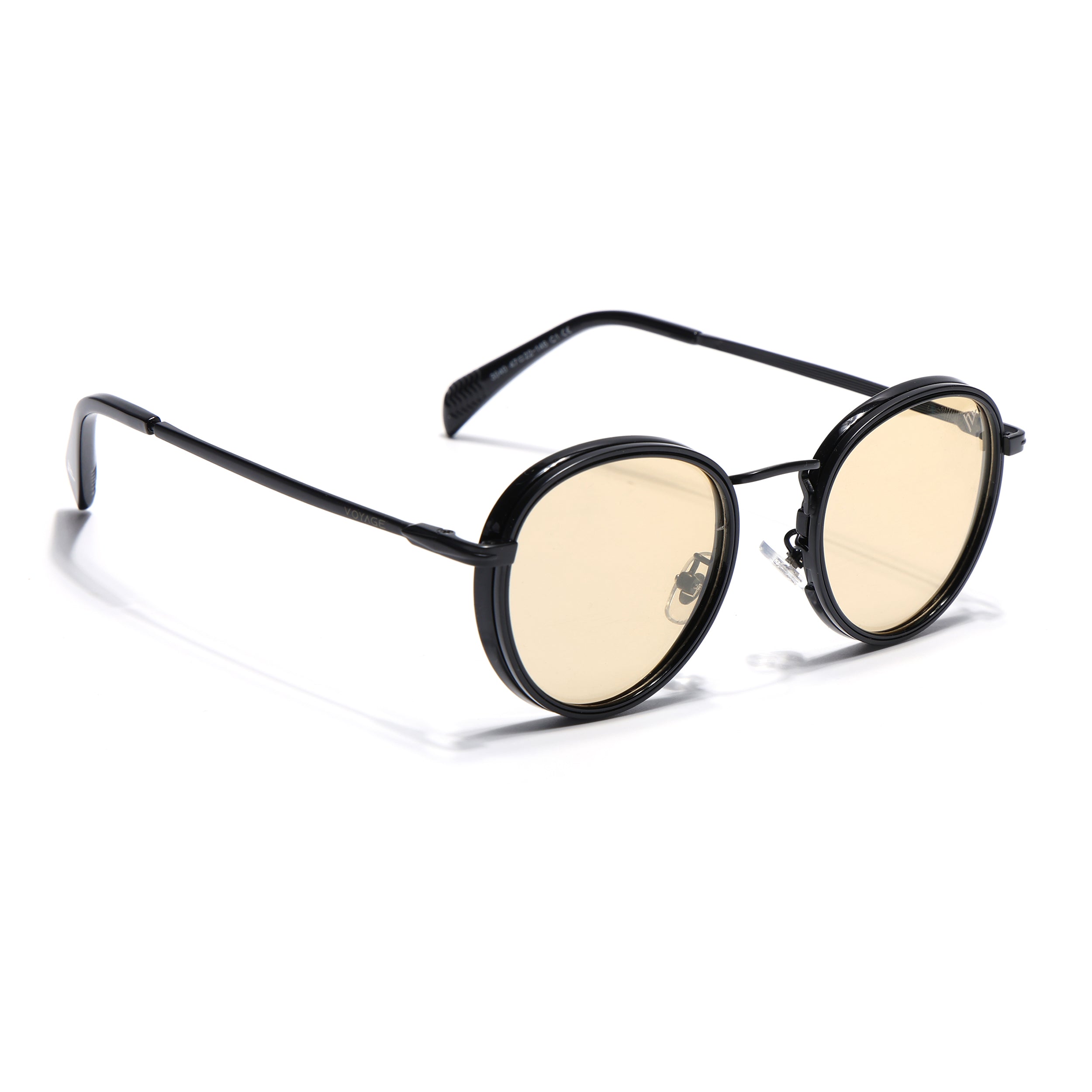 Captain | Light Yellow Round Polarized Sunglasses - PMG7252
