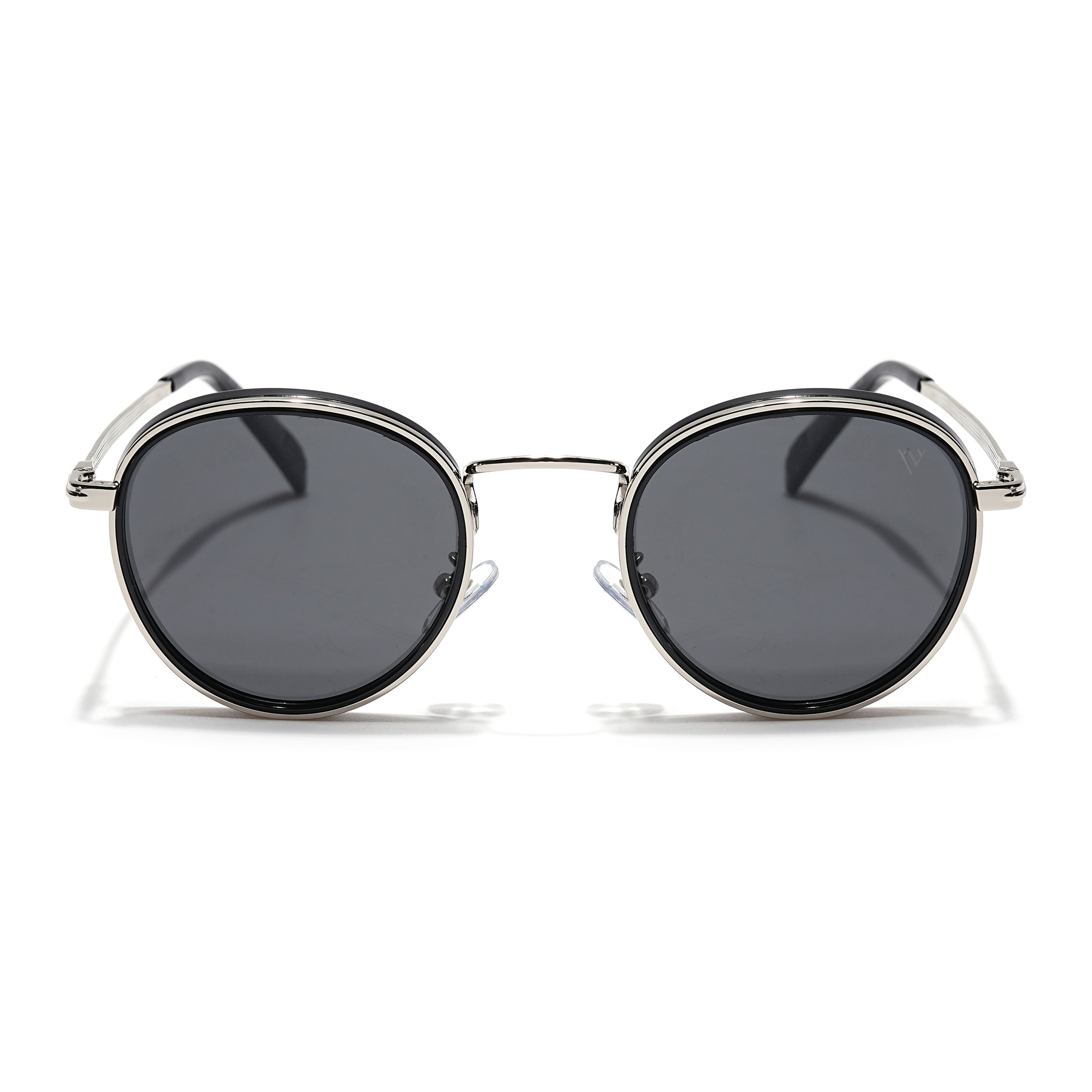 Captain | Silver & Black Round Polarized Sunglasses - PMG7516