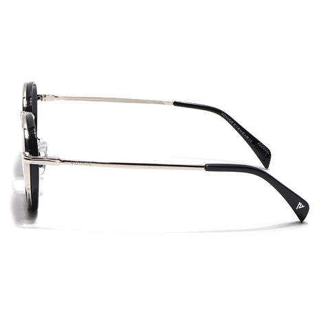 Captain | Crystal Silver & Black Round Polarized Sunglasses - PMG7516