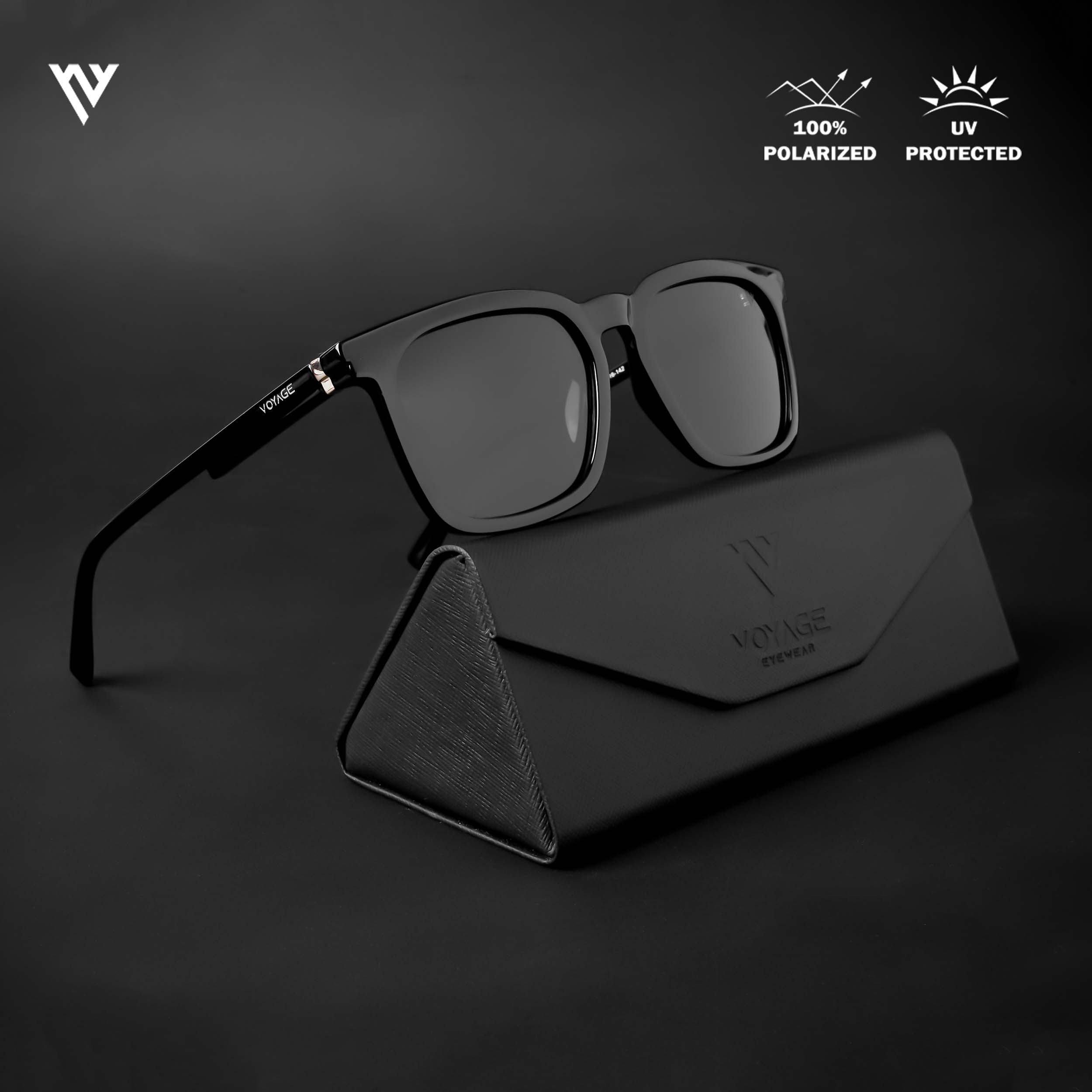 Voyage Exclusive Black Polarized Wayfarer Sunglasses for Men & Women (3104MG4571)