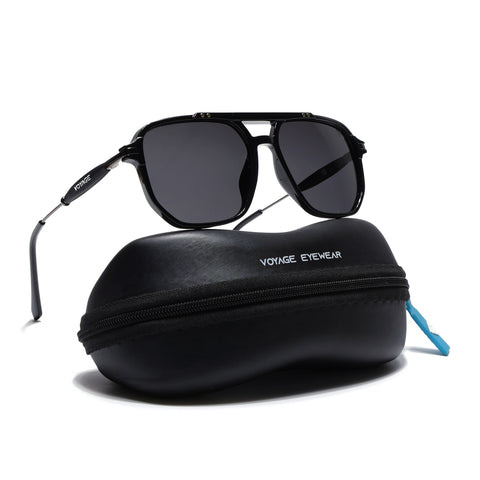 Wayfarer Polarized Sunglasses (Shine Black Lens | Black Frame - PMG5440)
