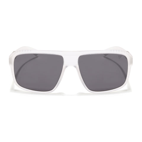 PolarV | Transparent Square Polarized Sunglasses | Black Lens - PMG6600