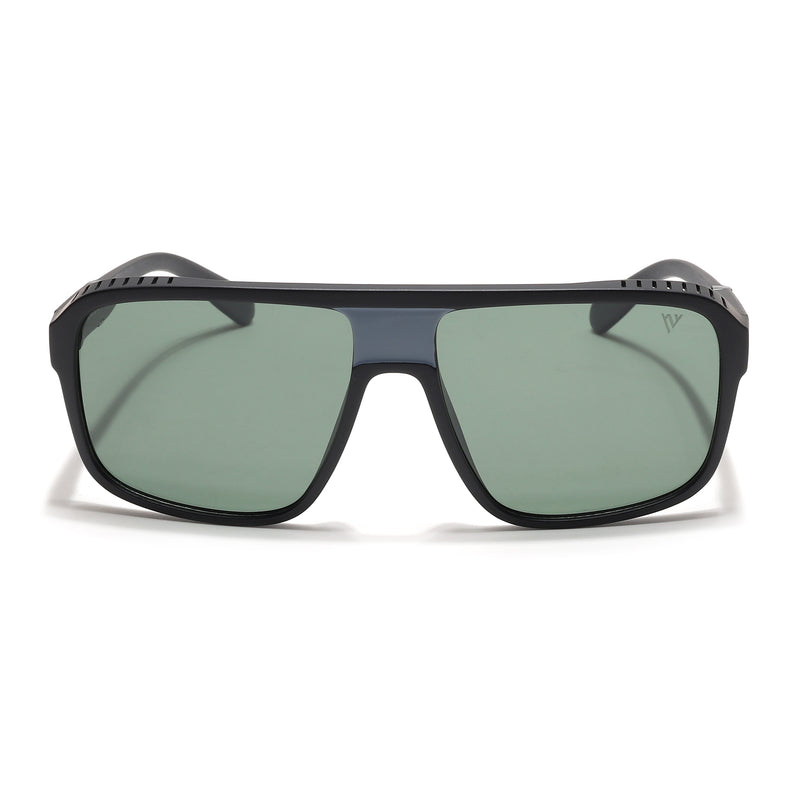 PolarV | Black Square Polarized Sunglasses | Green Lens - PMG6598