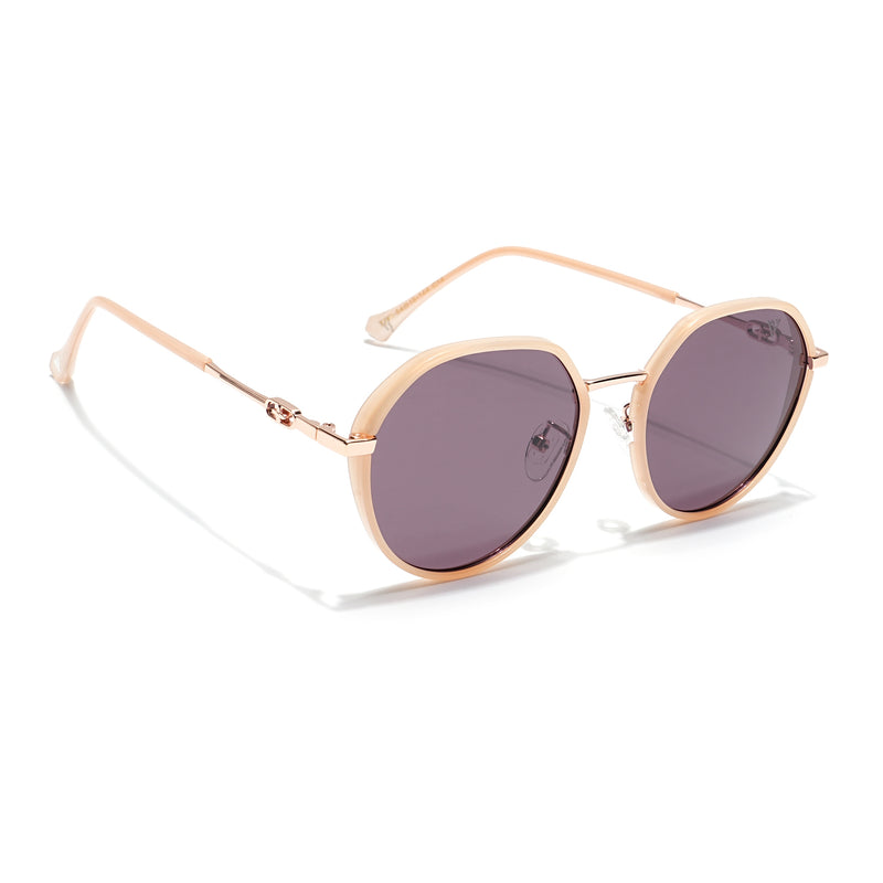 Voyage Select Round Sunglasses for Women (Brown Lens | Nude & Golden Frame - SLPMG6223)