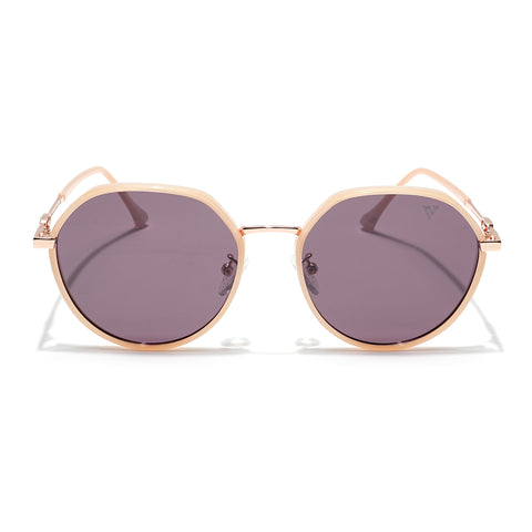 Voyage Select Round Sunglasses for Women (Brown Lens | Nude & Golden Frame - SLPMG6223)