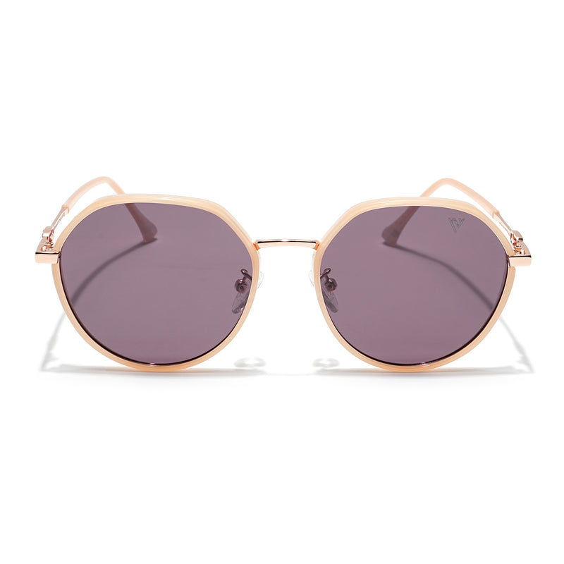 Voyage Select Round Sunglasses for Women (Brown Lens | Nude & Golden Frame - SLPMG6223)
