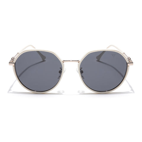 Voyage Select Round Sunglasses for Women (Grey Lens | Off White & Silver Frame - SLPMG6224)