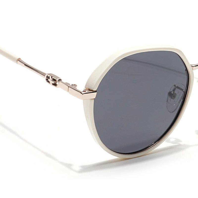 Voyage Select Round Sunglasses for Women (Grey Lens | Off White & Silver Frame - SLPMG6224)