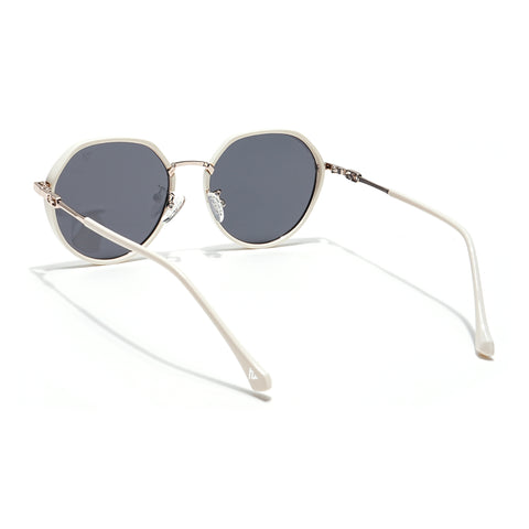 Voyage Select Round Sunglasses for Women (Grey Lens | Off White & Silver Frame - SLPMG6224)