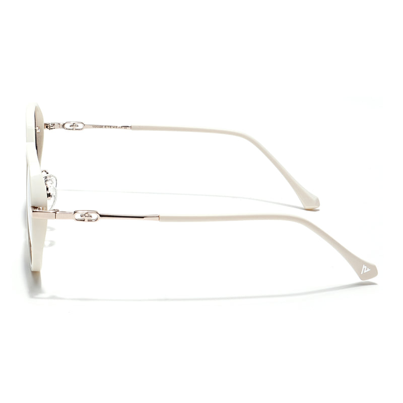 Voyage Select Round Sunglasses for Women (Grey Lens | Off White & Silver Frame - SLPMG6224)