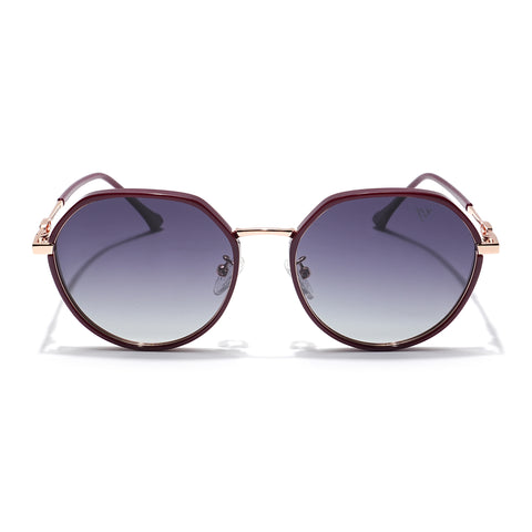 Voyage Select Round Sunglasses for Women (Grey & Clear Lens | Red & Golden Frame - SLPMG6226)