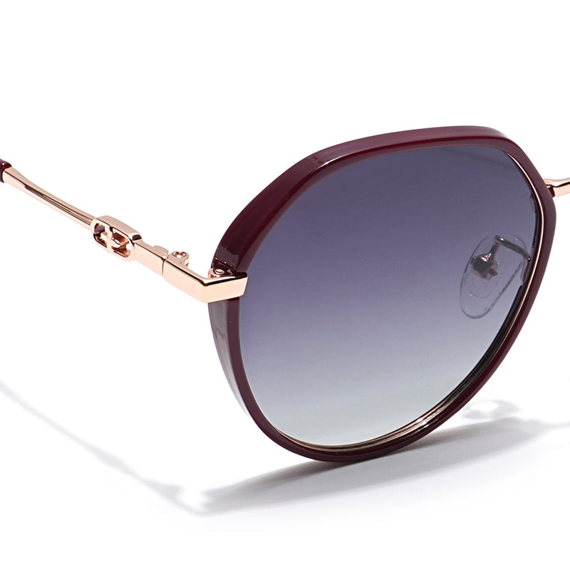 Voyage Select Round Sunglasses for Women (Grey & Clear Lens | Red & Golden Frame - SLPMG6226)
