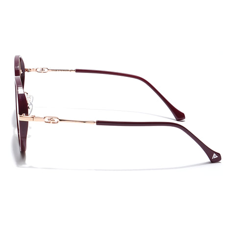 Voyage Select Round Sunglasses for Women (Grey & Clear Lens | Red & Golden Frame - SLPMG6226)